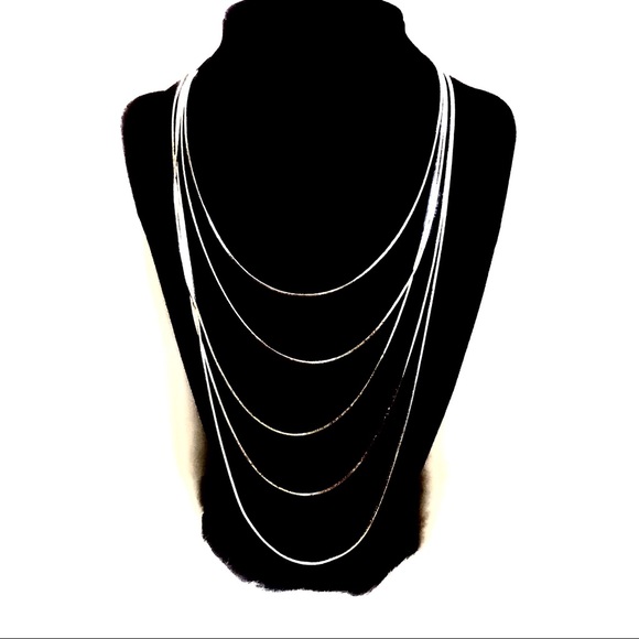 Set of FIVE Sterling Silver Chain Necklace - Picture 2 of 8